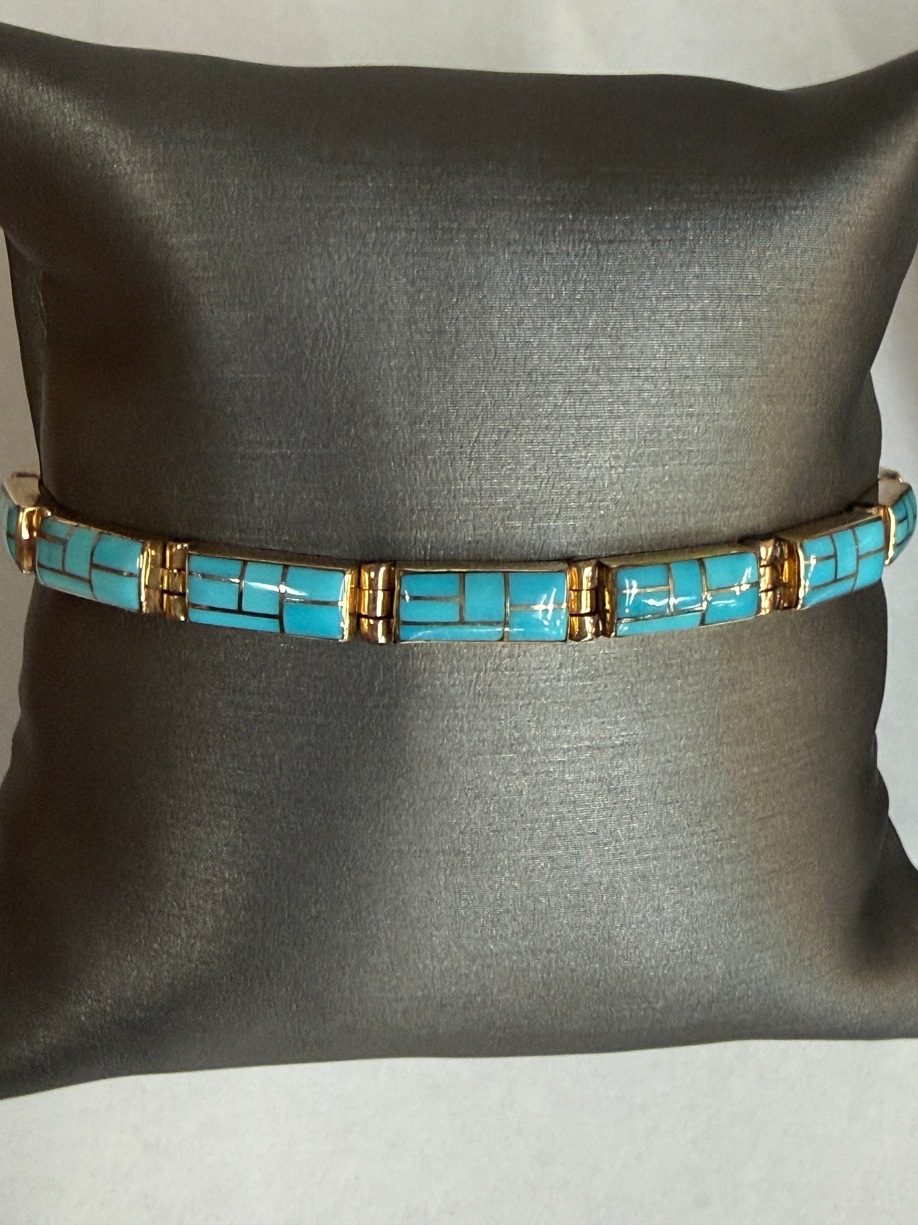 14K Yellow Gold Bracelet Kingman Turquoise Bracelet