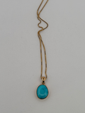 14K Yellow Gold Pendant Necklace with Turquoise