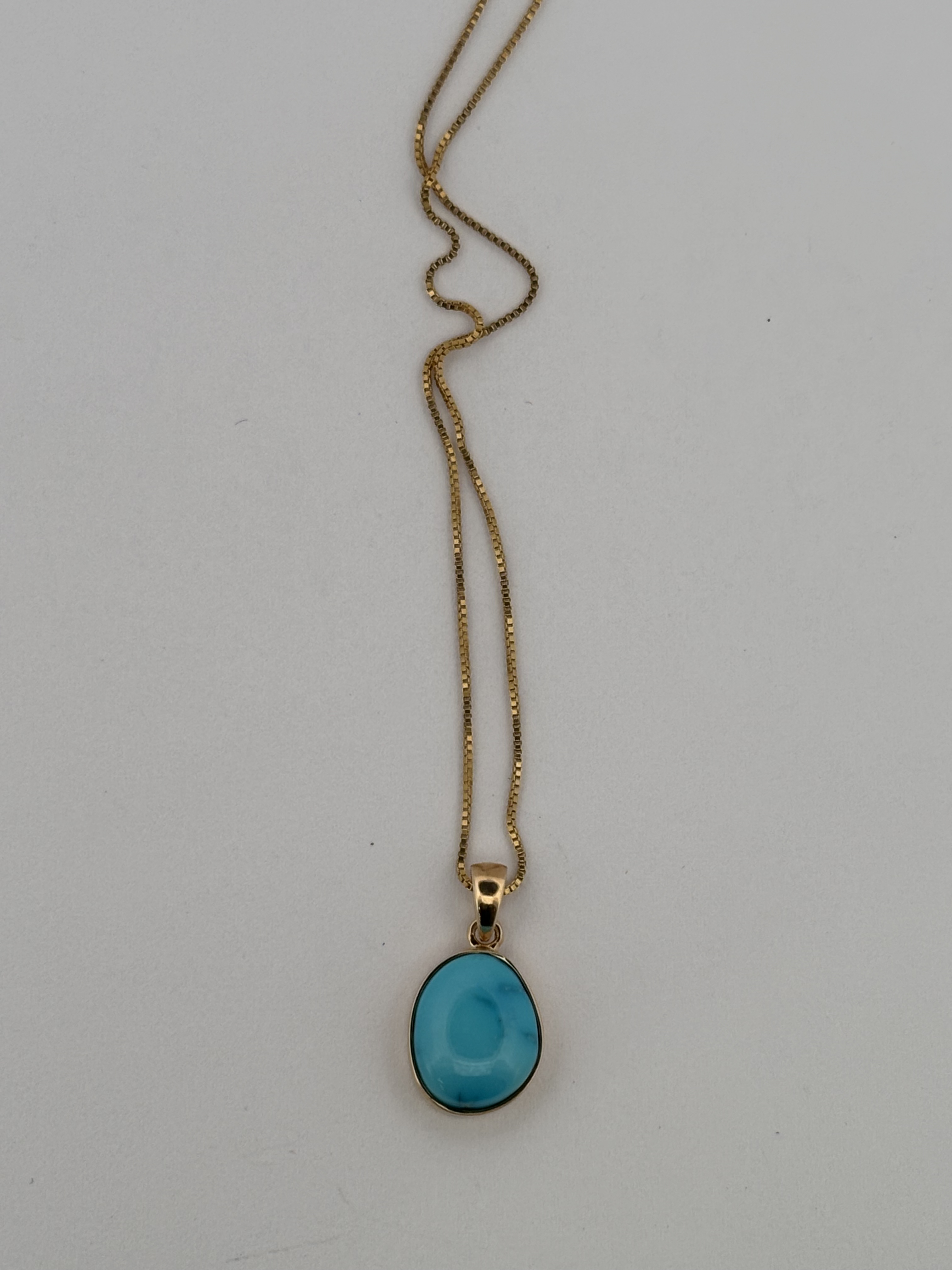 14K Yellow Gold Pendant Necklace with Turquoise