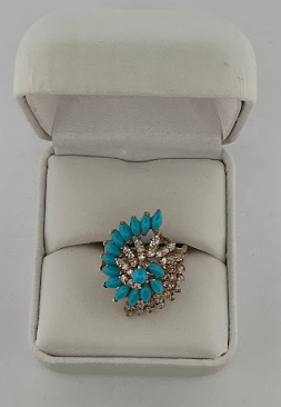14K White Gold Turquoise Ring
