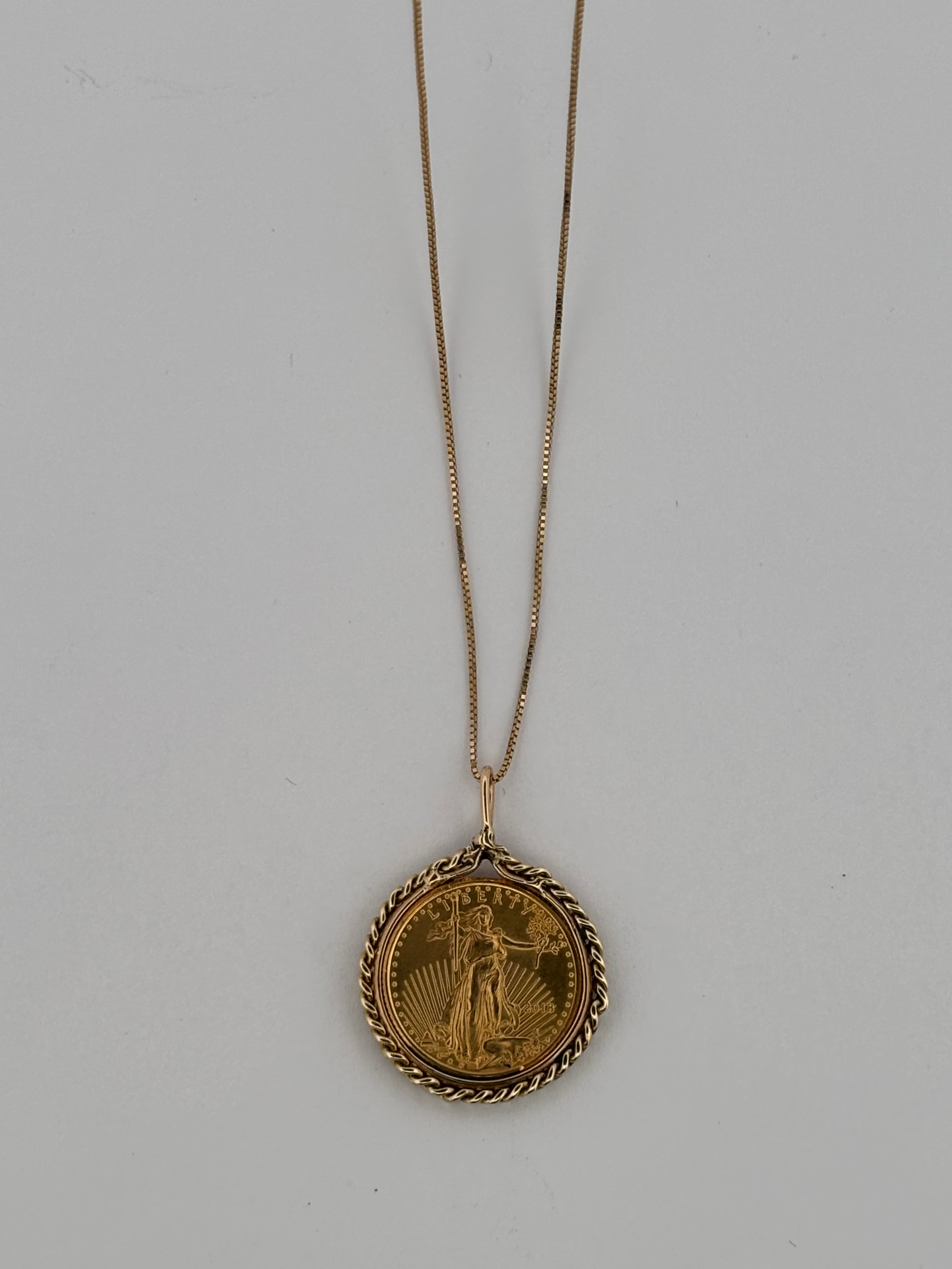 1/4 Oz American Eagle Gold Coin Pendant Necklace