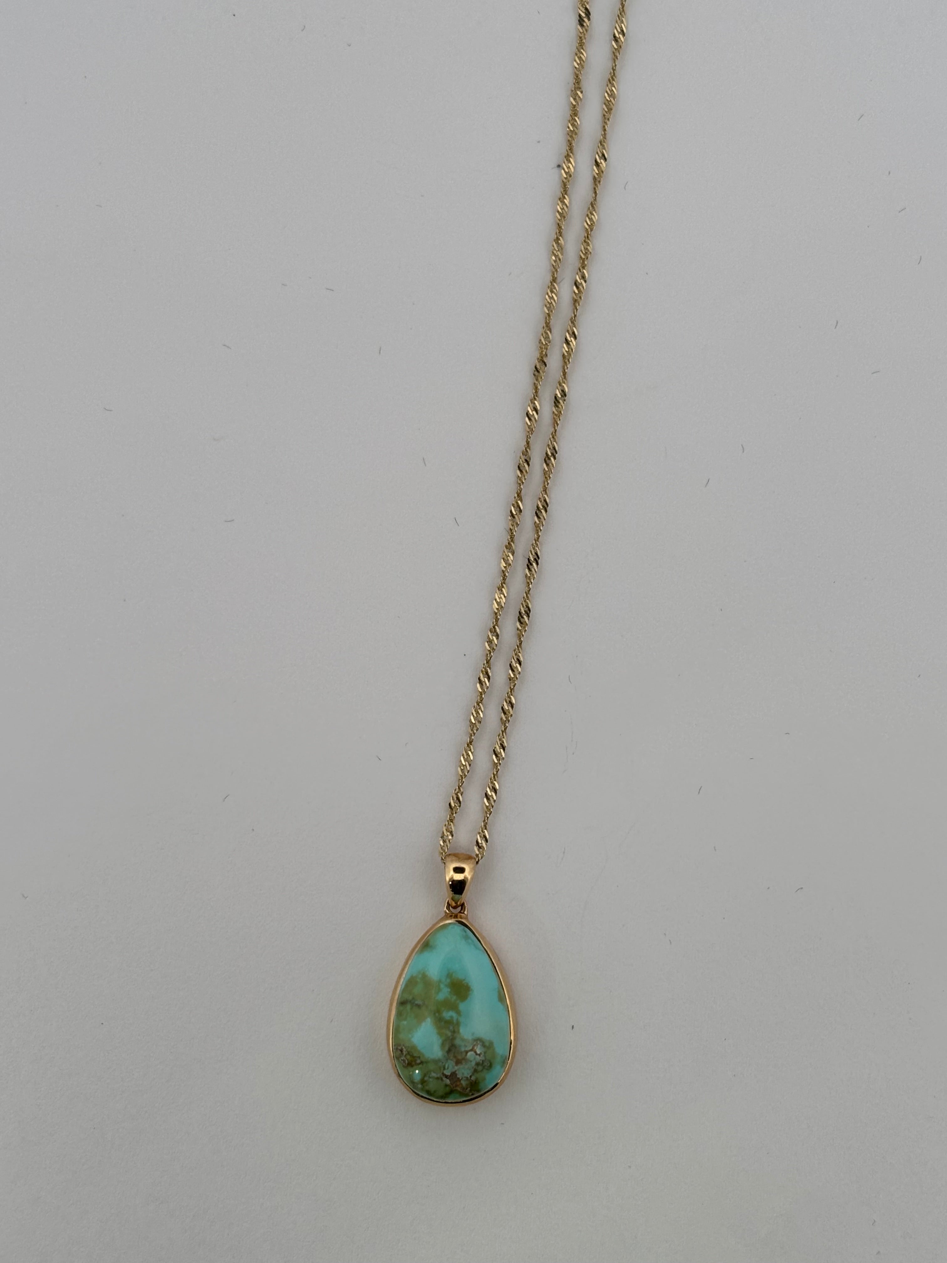 14K Yellow Gold Sonoran Mountain Turquoise Pendant Necklace